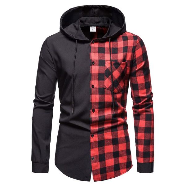 men's casual shirts harajuku splicing checkered blouse shirt long sleeve single breasted hooded england high quality, White;black
men's casual shirts harajuku splicing checkered blouse shirt long sleeve single breasted hooded england high quality, White;black