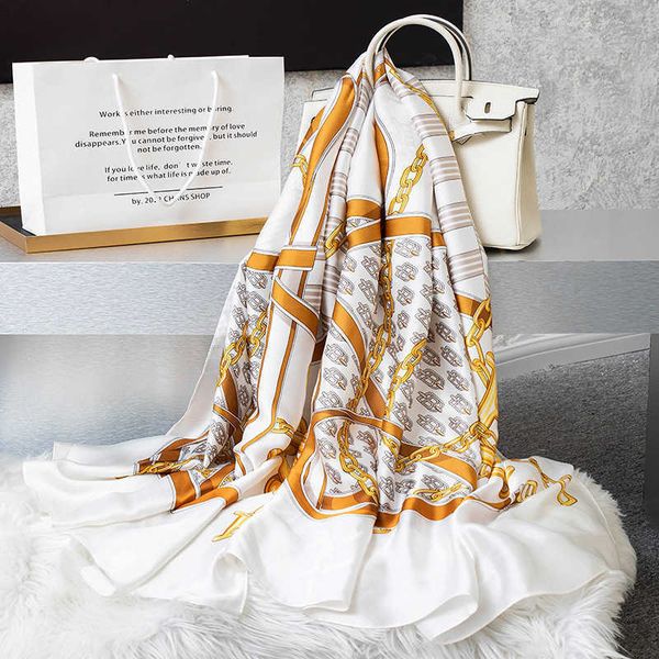 2021 hangzhou silk scarf women's spring and autumn long scarf silk satin fashion printed sunshade shawl, Blue;gray
2021 hangzhou silk scarf women's spring and autumn long scarf silk satin fashion printed sunshade shawl, Blue;gray