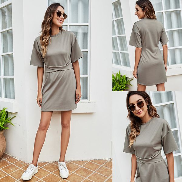 ins summer new sheath skirt round neck mid-sleeve dress slim fit waist trimming lace up belt womens dress, White;black
ins summer new sheath skirt round neck mid-sleeve dress slim fit waist trimming lace up belt womens dress, White;black
