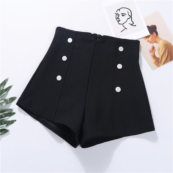 high waist a word wide leg shorts female korean fashion elastic cotton double breasted breathable loose casual 210427, Black
high waist a word wide leg shorts female korean fashion elastic cotton double breasted breathable loose casual 210427, Black