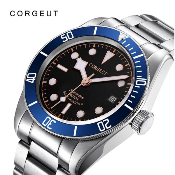 corgeut schwarz bay men automatic mechanical watch military miyota 8215 swim clock leather wrist watches wristwatches, Slivery;brown
corgeut schwarz bay men automatic mechanical watch military miyota 8215 swim clock leather wrist watches wristwatches, Slivery;brown