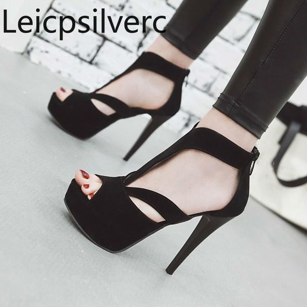 women's sandals summer style fashion flock fish mouth open toe zipper fine heel high shoe plus size 32-43, Black
women's sandals summer style fashion flock fish mouth open toe zipper fine heel high shoe plus size 32-43, Black