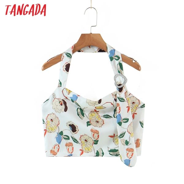 women floral print halter camis crop beading heart decorate backless short blouses shirts female dz9 210416, White
women floral print halter camis crop beading heart decorate backless short blouses shirts female dz9 210416, White