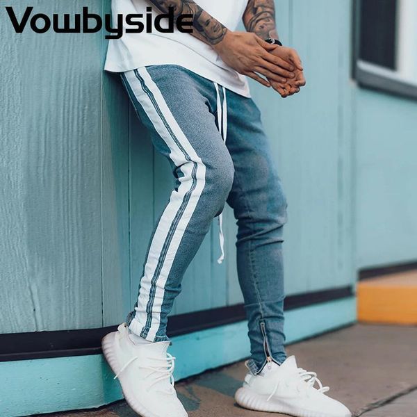 chic side stripes zipper bottom skinny jeans men daily casual denim pants, Blue
chic side stripes zipper bottom skinny jeans men daily casual denim pants, Blue