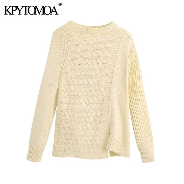 women fashion cable-knit asymmetric loose sweater o neck long sleeve female pullovers chic 210420, White;black
women fashion cable-knit asymmetric loose sweater o neck long sleeve female pullovers chic 210420, White;black