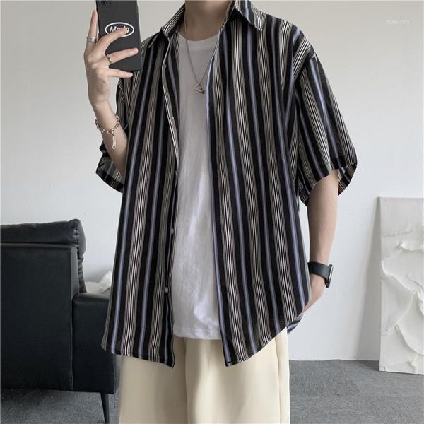 large -5xl summer niche design half sleeve hong kong style men personality striped shirt men's casual shirts, White;black
large -5xl summer niche design half sleeve hong kong style men personality striped shirt men's casual shirts, White;black