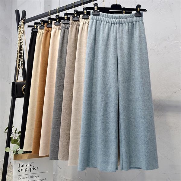 women's pants & capris women sweater wide leg autumn winter elastic high waist thick knitted female long trousers casual loose ab1198, Black;white
women's pants & capris women sweater wide leg autumn winter elastic high waist thick knitted female long trousers casual loose ab1198, Black;white