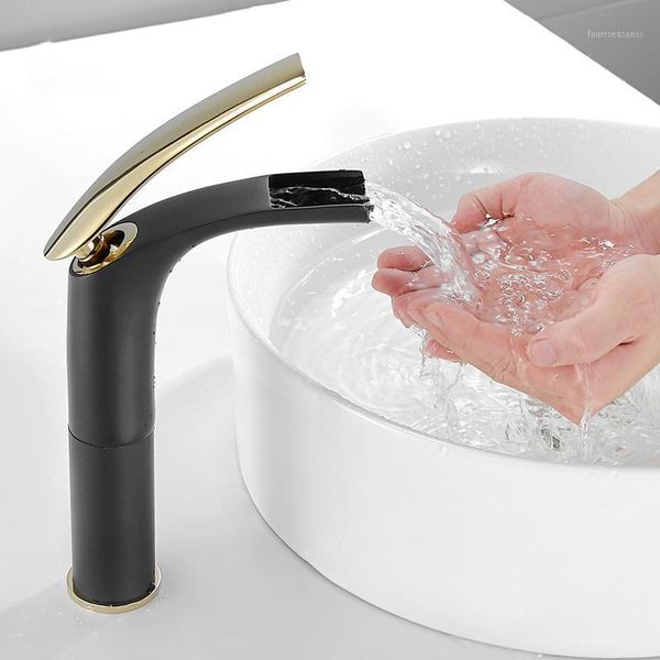 black/white gold bathroom basin faucet solid brass sink mixer & cold single handle deck mounted lavatory waterfall type taps1
black/white gold bathroom basin faucet solid brass sink mixer & cold single handle deck mounted lavatory waterfall type taps1