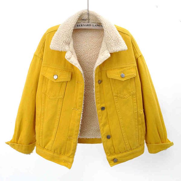 women's jackets winter women lamb plus fleece thick denim jacket single-breasted female warm loose candy color jeans coa zhrz, Black;brown
women's jackets winter women lamb plus fleece thick denim jacket single-breasted female warm loose candy color jeans coa zhrz, Black;brown