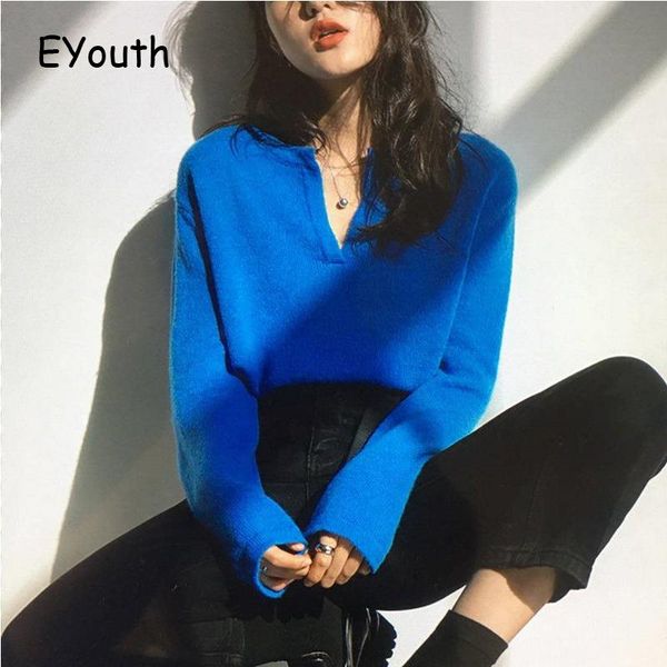 women's sweaters fashion blue women 2021 autumn solid color v-neck knitted casual sweater crop clothes, White;black
women's sweaters fashion blue women 2021 autumn solid color v-neck knitted casual sweater crop clothes, White;black
