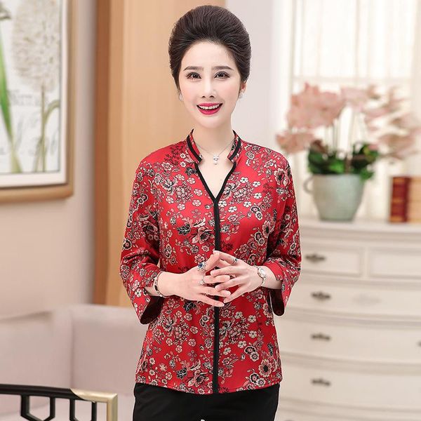 women's blouses & shirts 2021 spring summer women silk satin blouse flowers print shirt three quarter sleeve v-neck lady plus size flor, White
women's blouses & shirts 2021 spring summer women silk satin blouse flowers print shirt three quarter sleeve v-neck lady plus size flor, White