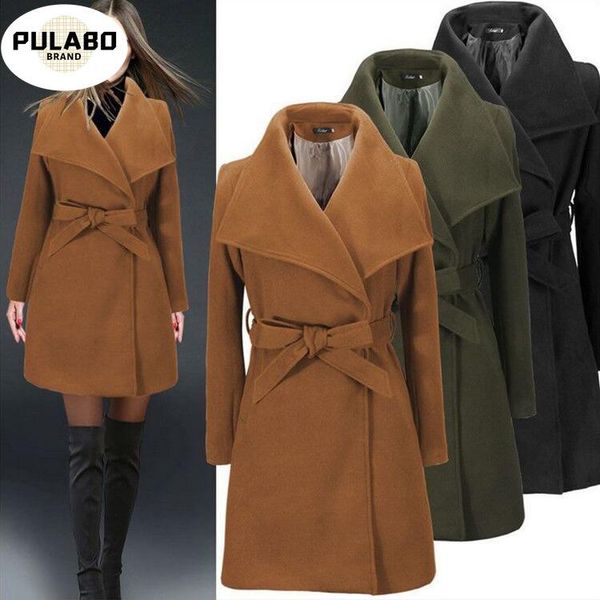 women's wool & blends women winter warm long sleeve lapel wrap high waist belt casual street outdoor coat solid above knee coats jacket, Black
women's wool & blends women winter warm long sleeve lapel wrap high waist belt casual street outdoor coat solid above knee coats jacket, Black
