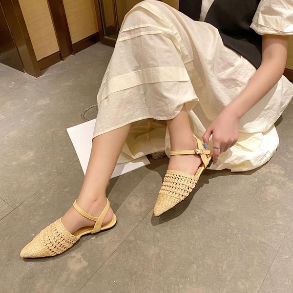 sandals 2021 baotou retro hollow soft rattan straw woven lazy beach women's pointed toes flat shoes with buckle, Black
sandals 2021 baotou retro hollow soft rattan straw woven lazy beach women's pointed toes flat shoes with buckle, Black