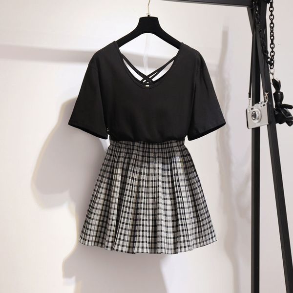 two piece dress korean style ichoix 2 piece of women's clothes summer plaid skirt beautiful plus size set streetwear girl two pieces to, White
two piece dress korean style ichoix 2 piece of women's clothes summer plaid skirt beautiful plus size set streetwear girl two pieces to, White