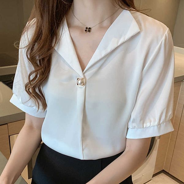 blouse women s short sleeve white shirts v-neck chiffon shirt blusas mujer d315 210602
blouse women s short sleeve white shirts v-neck chiffon shirt blusas mujer d315 210602