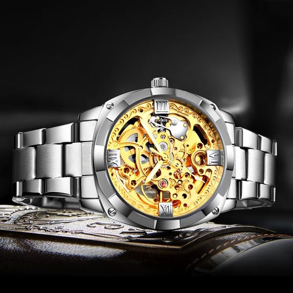 wristwatches wlisth high-quality steel belt luminous gear movement royal design men male mechanical skeleton wrist watch, Slivery;brown
wristwatches wlisth high-quality steel belt luminous gear movement royal design men male mechanical skeleton wrist watch, Slivery;brown