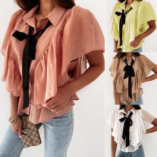 women's blouses & shirts 2021 express europe and the united states fashion lace bow shirt ruffle chiffon blouse, White
women's blouses & shirts 2021 express europe and the united states fashion lace bow shirt ruffle chiffon blouse, White