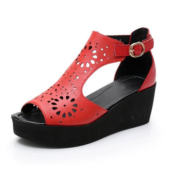 promotion 2021 hollow genuine leather sandals summer shoes platform wedge women fashion size 33-40, Black
promotion 2021 hollow genuine leather sandals summer shoes platform wedge women fashion size 33-40, Black