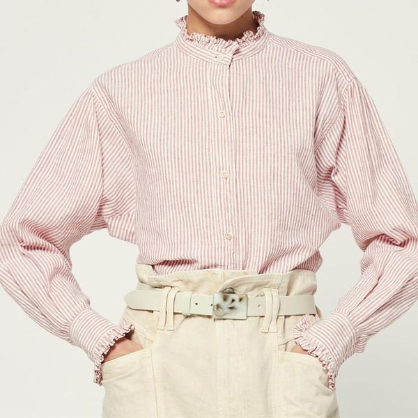 women's blouses & shirts early autumn 2021 stand collar shirt stripes long sleeve single breasted office ladies blouse top, White
women's blouses & shirts early autumn 2021 stand collar shirt stripes long sleeve single breasted office ladies blouse top, White