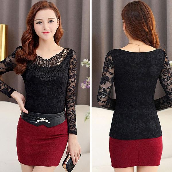 women autumn bottom shirt long sleeves lace mesh v neck pullover female maea99 women's t-shirt, White
women autumn bottom shirt long sleeves lace mesh v neck pullover female maea99 women's t-shirt, White