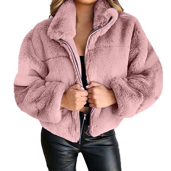 women's fur & faux 2021 womens warm winter outerwear female fashion coat solid color zipper jacket plush short chaquetas para mujer, Black
women's fur & faux 2021 womens warm winter outerwear female fashion coat solid color zipper jacket plush short chaquetas para mujer, Black