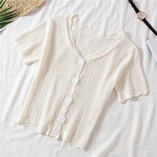 women's knits & tees 2021 women knitted cardigan crop summer short sleeve v neck buttons front vintage chevron sweater slim fit, White
women's knits & tees 2021 women knitted cardigan crop summer short sleeve v neck buttons front vintage chevron sweater slim fit, White