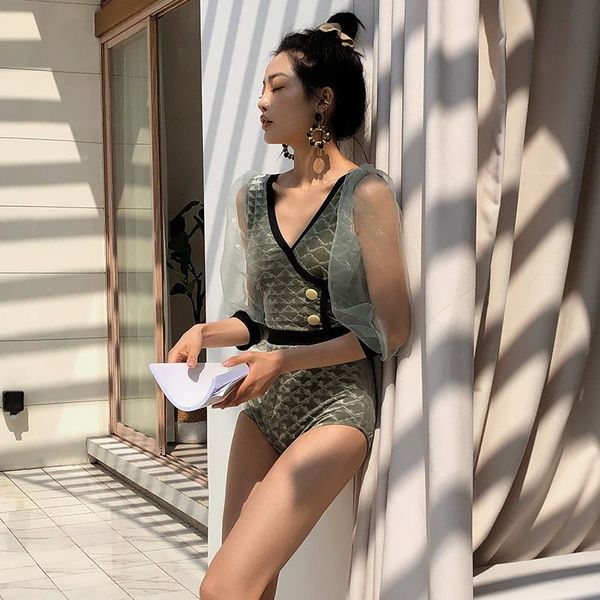 arrival v-neck button long sleeve mesh one piece swimsuit woman swimwear for women trikinis swimming suit one-piece suits
arrival v-neck button long sleeve mesh one piece swimsuit woman swimwear for women trikinis swimming suit one-piece suits