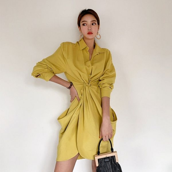 llzacoosh fashion korea design long sleeve casual solid dress turn down single-breasted cross draped pocket dresses 210514, Black;gray
llzacoosh fashion korea design long sleeve casual solid dress turn down single-breasted cross draped pocket dresses 210514, Black;gray
