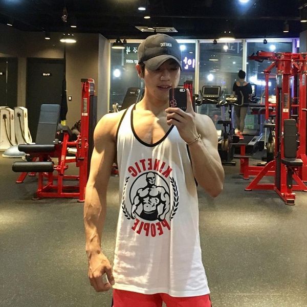 gym tank sleeveless shirt men bodybuilding fitness workout cotton printed singlet stringer male summer casual vest clothes, White;black
gym tank sleeveless shirt men bodybuilding fitness workout cotton printed singlet stringer male summer casual vest clothes, White;black