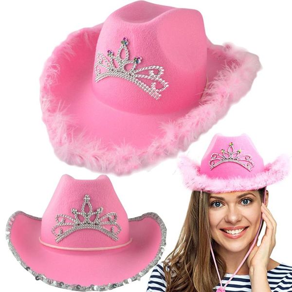 berets pink tiara western style cowgirl hats for women girl rolled fedora caps feather edge beach cowboy hat sequin party cap @, Blue;gray
berets pink tiara western style cowgirl hats for women girl rolled fedora caps feather edge beach cowboy hat sequin party cap @, Blue;gray