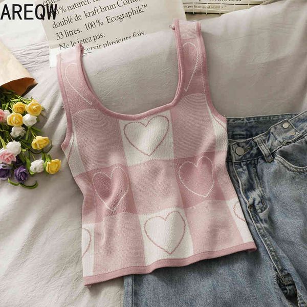 small heart-shaped printed plaid short knitted camisole women's spring and summer slim slimming vest 210507, White
small heart-shaped printed plaid short knitted camisole women's spring and summer slim slimming vest 210507, White