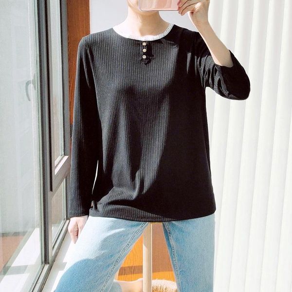 women's t-shirt spring women clothes oversized tees 2021 casual plus size long sleeve lace o neck camiseta mujer, White
women's t-shirt spring women clothes oversized tees 2021 casual plus size long sleeve lace o neck camiseta mujer, White