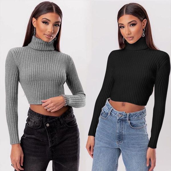 women autumn sweater, long sleeve sweaters high collar ribbed crop casual style pullover basic knitted with neckline exposed, White;black
women autumn sweater, long sleeve sweaters high collar ribbed crop casual style pullover basic knitted with neckline exposed, White;black