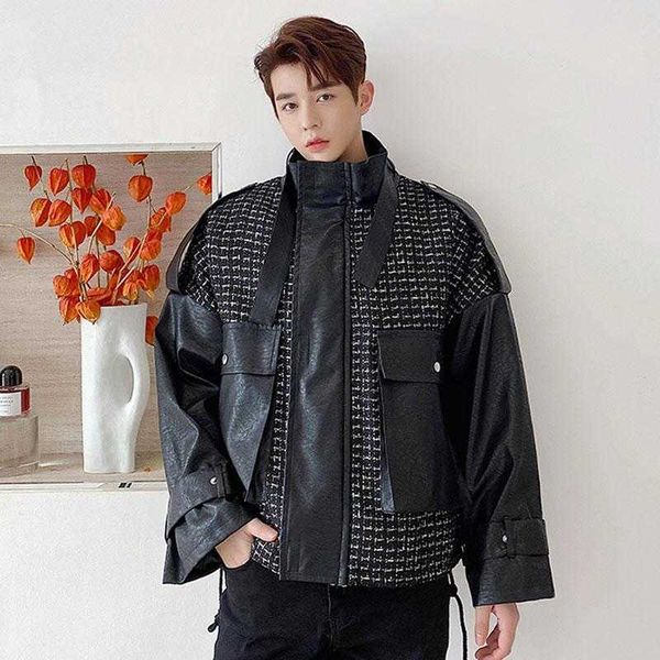 men's jackets male retro fashion streetwear spring autumn coat overcoat men leather splice wool loose casual short jacket outerwear, Black;brown
men's jackets male retro fashion streetwear spring autumn coat overcoat men leather splice wool loose casual short jacket outerwear, Black;brown