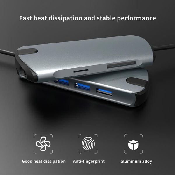 hubs poratble aluminum alloy high speed hub converter storage card slots usb 6 in 1 4k transmission usb3.0 adapter
hubs poratble aluminum alloy high speed hub converter storage card slots usb 6 in 1 4k transmission usb3.0 adapter