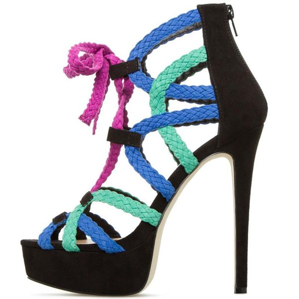 summer multicolored braided rope cut out sandals platform crossed linked open toe stiletto heels woman stage high shoes, Black
summer multicolored braided rope cut out sandals platform crossed linked open toe stiletto heels woman stage high shoes, Black