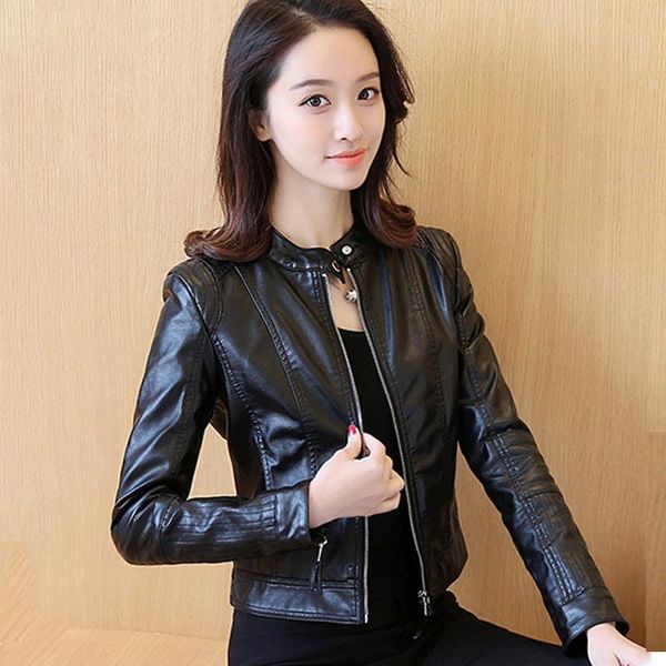 women's leather & faux classical women autumn jacket solid color black female casual coat outwear o-neck jackets
women's leather & faux classical women autumn jacket solid color black female casual coat outwear o-neck jackets