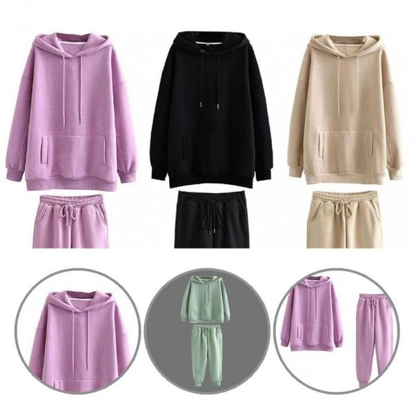 women's two piece pants hoodie set elastic waist fleece loose long sleeve sweatshirt women outfit for office, White
women's two piece pants hoodie set elastic waist fleece loose long sleeve sweatshirt women outfit for office, White