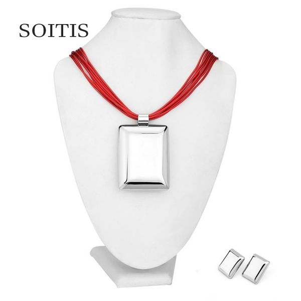 earrings & necklace soitis 316l stainless steel big exaggerated jewelry sets pendant fashion sliver color red rope choker, Silver
earrings & necklace soitis 316l stainless steel big exaggerated jewelry sets pendant fashion sliver color red rope choker, Silver