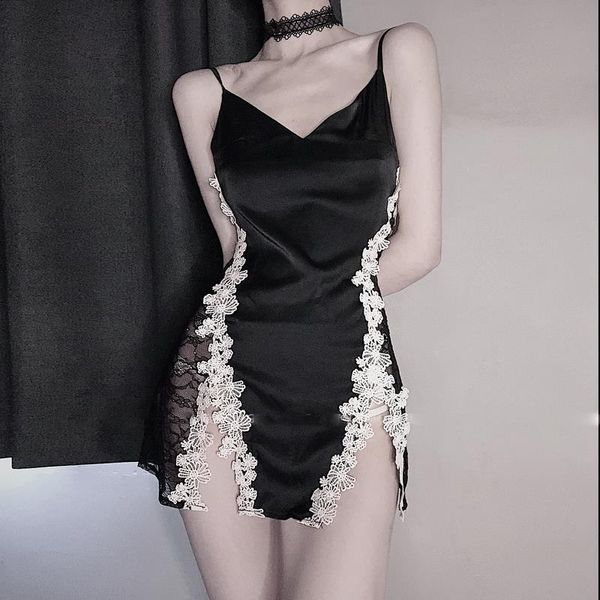 beauty lace bell womens sleepwears night gowns black silky strap backless nightgown sleepwear hollow out nightdress lingerie mini dress, Black;red
beauty lace bell womens sleepwears night gowns black silky strap backless nightgown sleepwear hollow out nightdress lingerie mini dress, Black;red