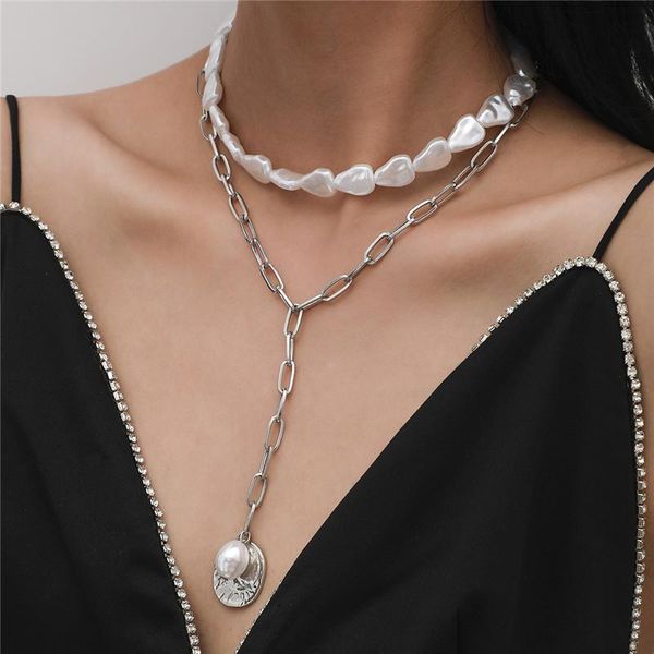 chains elegant temperament imitation pearl necklace europe and america female retro multi layer geometric pendant set jewelry, Silver
chains elegant temperament imitation pearl necklace europe and america female retro multi layer geometric pendant set jewelry, Silver