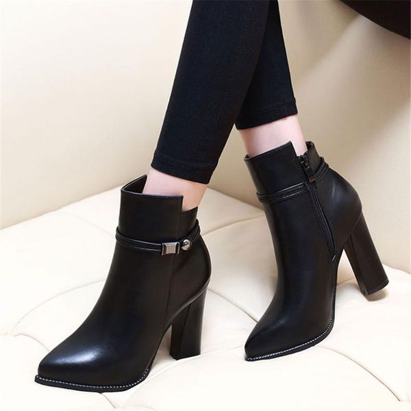 boots female 9 cm high heel pointed toe ankle autumn winter fashion zipper dress booties short plush black split leather shoes
boots female 9 cm high heel pointed toe ankle autumn winter fashion zipper dress booties short plush black split leather shoes