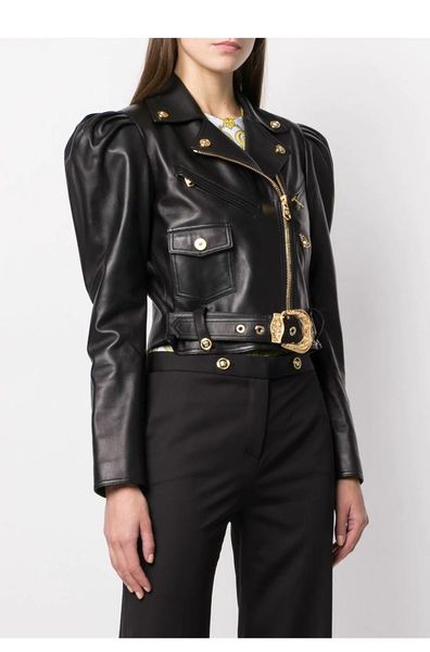 women's leather & faux genuine clothes short style slim-fit sheepskin motorcycle jacket autumn winter, Black
women's leather & faux genuine clothes short style slim-fit sheepskin motorcycle jacket autumn winter, Black