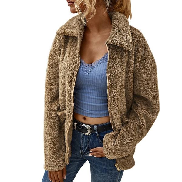 women jacket casual solid color lapel plush jackets autumn winter thick warm coat outwear w1 women's, Black;brown
women jacket casual solid color lapel plush jackets autumn winter thick warm coat outwear w1 women's, Black;brown