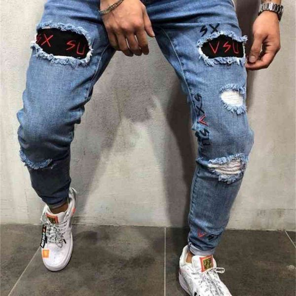 men's washed holes mens designer summer spring skinny embroidery letter blue pencil pants hiphop street jeans
men's washed holes mens designer summer spring skinny embroidery letter blue pencil pants hiphop street jeans