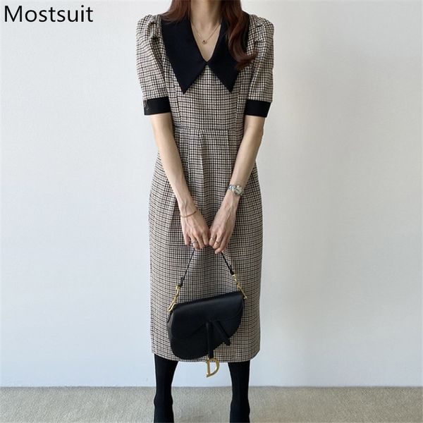 houndstooth vintage korean women pencil dress spring summer short sleeve turn-down collar fashion slim fit long vestidos 210518, Black;gray
houndstooth vintage korean women pencil dress spring summer short sleeve turn-down collar fashion slim fit long vestidos 210518, Black;gray