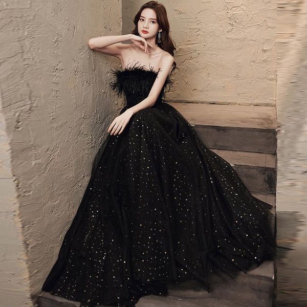 party dresses sequins elegant evening dress sleeveless a-line feathers strapless black floor-length simple woman formal gowns a1559, White;black
party dresses sequins elegant evening dress sleeveless a-line feathers strapless black floor-length simple woman formal gowns a1559, White;black
