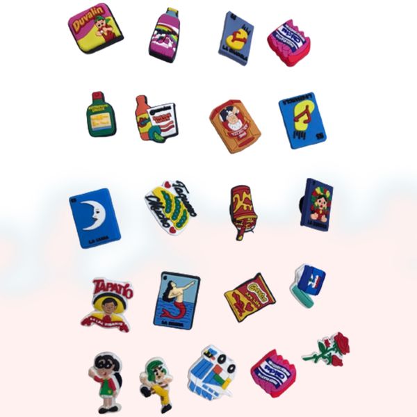 lot = 30-20 pcs classical sellect mexican ei chavo la toxic crupo etc trends 2022 croc charms, White;pink
lot = 30-20 pcs classical sellect mexican ei chavo la toxic crupo etc trends 2022 croc charms, White;pink