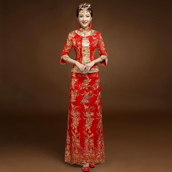 ethnic clothing sequins mandarin collar chinese style cheongsam embroidery floral qipao vintage button elegant bride wedding maxi dress, Red
ethnic clothing sequins mandarin collar chinese style cheongsam embroidery floral qipao vintage button elegant bride wedding maxi dress, Red