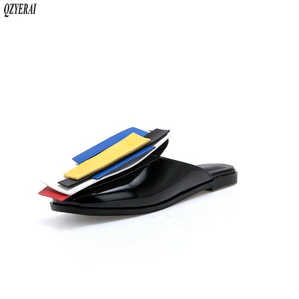 slippers spring summer patent leather women's color-matching fashion sandals party shoes size 34-43, Black
slippers spring summer patent leather women's color-matching fashion sandals party shoes size 34-43, Black